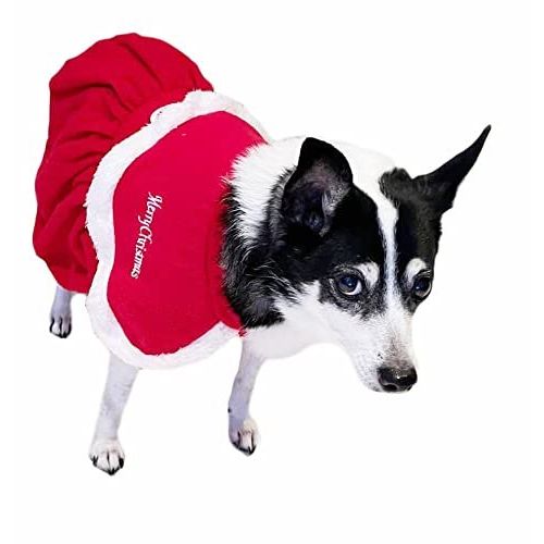 Cute Festive Red Funny Santa Claus Father Christmas Party Boy Girl SMALL DOG BREED ONLY Puppy Kitten Cat Warm Winter Fleece Costume Clothes Jumper Dress Skirt Coat Walking Hoodie Outfit (XXL)