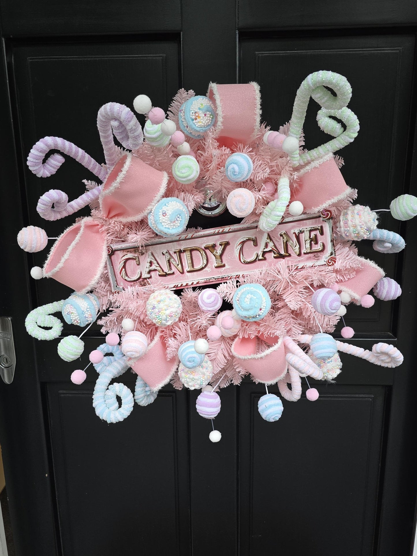 Luxury Pink Candy Shop Christmas Wreath | Pastel Sweet Shop Front Door Wreath | 60cm (24")