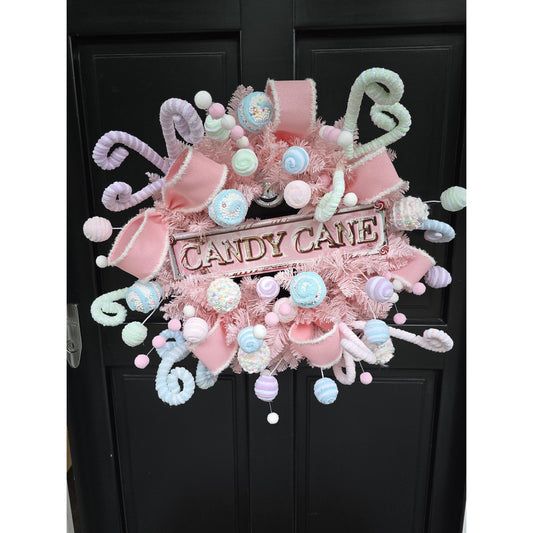 Luxury Pink Candy Shop Christmas Wreath | Pastel Sweet Shop Front Door Wreath | 60cm (24")
