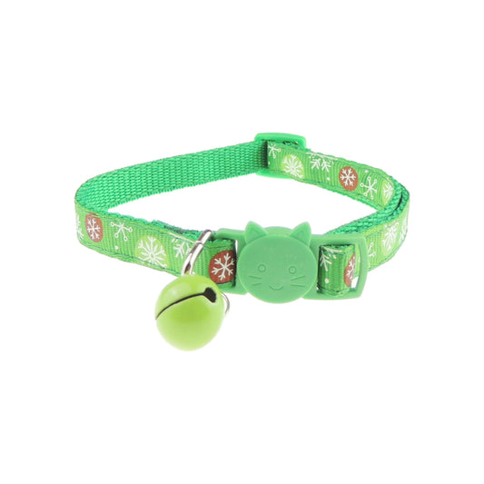 Festive Snowflake bauble Print Princess Boy Girl Cat Face Christmas Birthday Boy Girl Cat Adjustable Comfortable Kitty Kitten Quick Safety Release Nylon Special Xmas Bell Collar