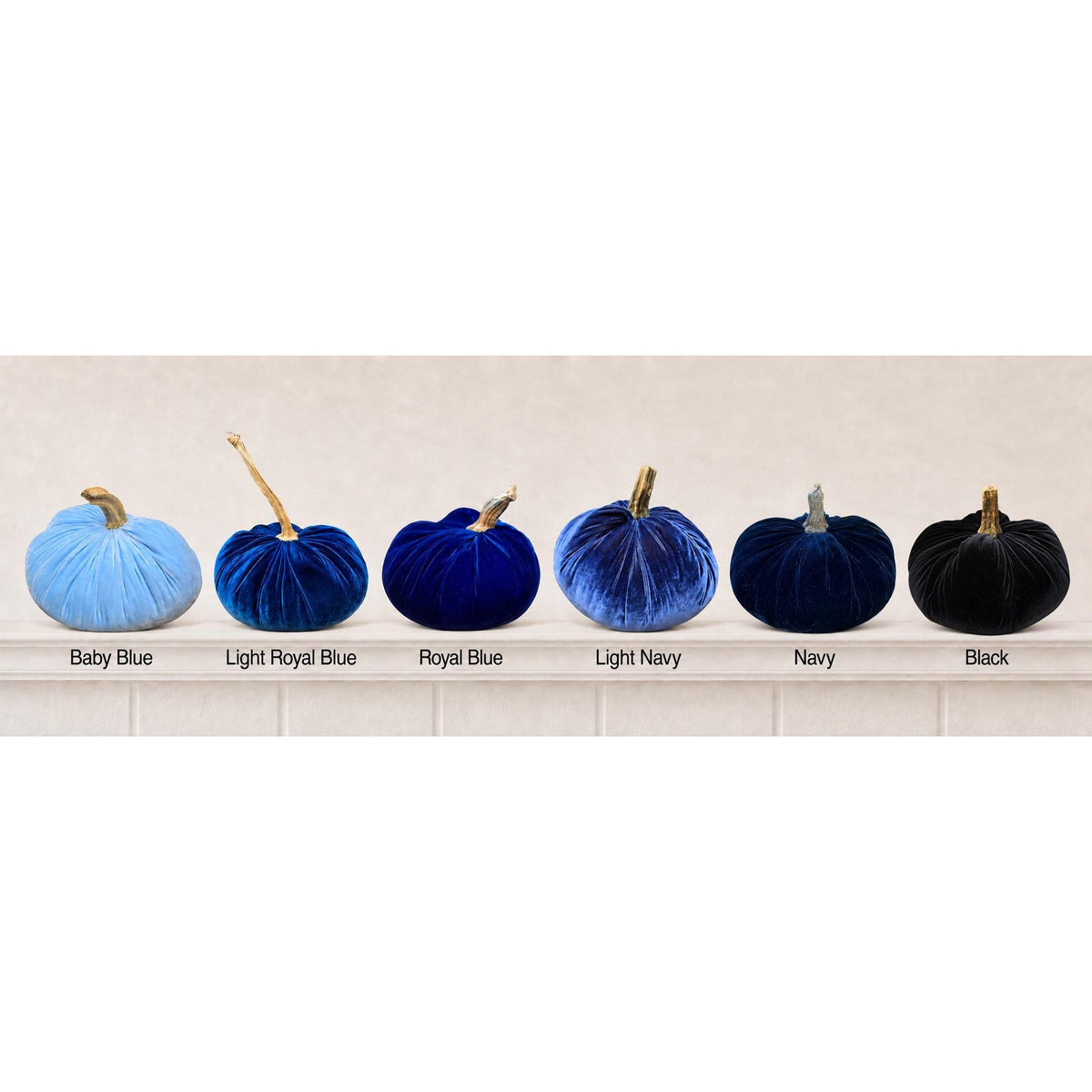 Royal Blue Luxury Silk Velvet LARGE Pumpkins Real Stem Harvest Autumn Handmade Home Decor Thanksgiving Table Decoration Centerpiece Ornament