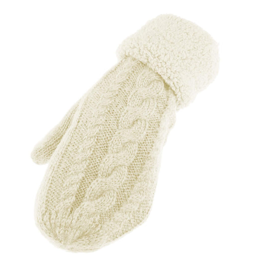 Soft Luxury Ladies Womens Girls Thick Cable Knit Cable Knit Thermal Fleece Lined Cold Weather Winter Ski Outdoor Accessories Hand Warmers Mittens Gloves Mitts, Christmas Birthday Gift