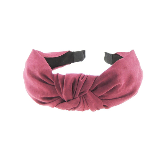 Womens Girls Autumn Winter Plain Work Everyday Christmas Bridal Party Fabric Suede Look Headband Hair Accessories Styling Top Knot Knotted Turban Retro 60s Alice Band Head Hairband (Wine)
