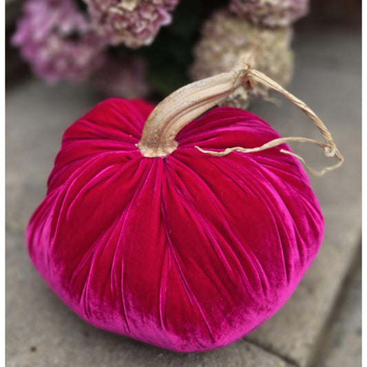 Fuchsia Pink LARGE Silk Velvet Pumpkins,Cottagecore Decor, Natural Wedding Centerpiece,Thanksgiving Tables, Hosewarming Gift Idea Boho Fall