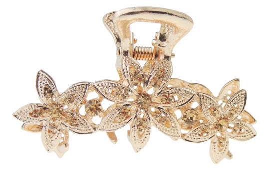 Womens Crystal Rhinestone Diamante Bridal Wedding Guest Party Hair Bulldog Crab Octopus Spider Jaw Styling SMALL Metal Hair Claw Clamp Clip Daisy Flowers Daisy Flower Gold