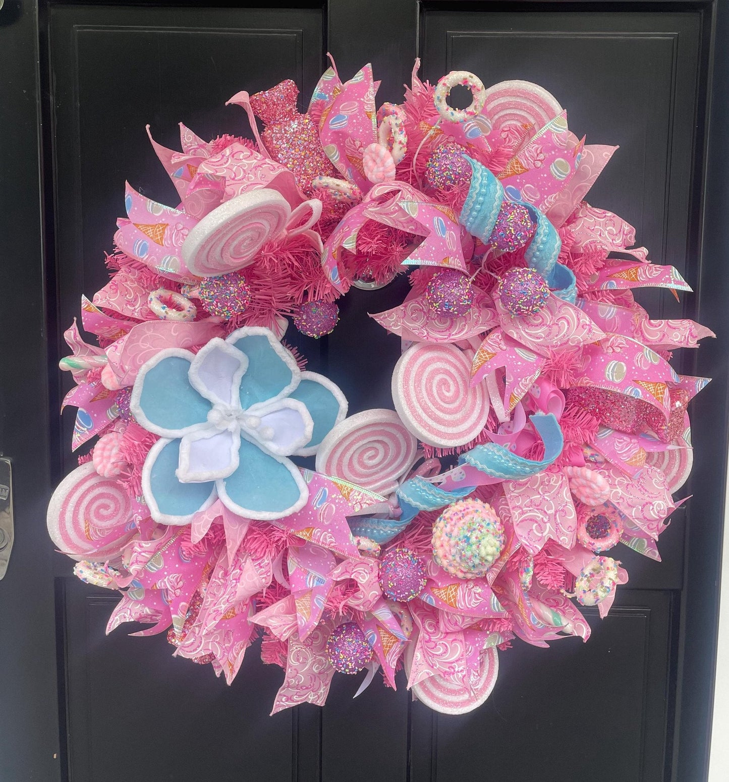 Luxury Pink Christmas Wreath | Handmade Candyland Front Door Wreath | 60cm (24")