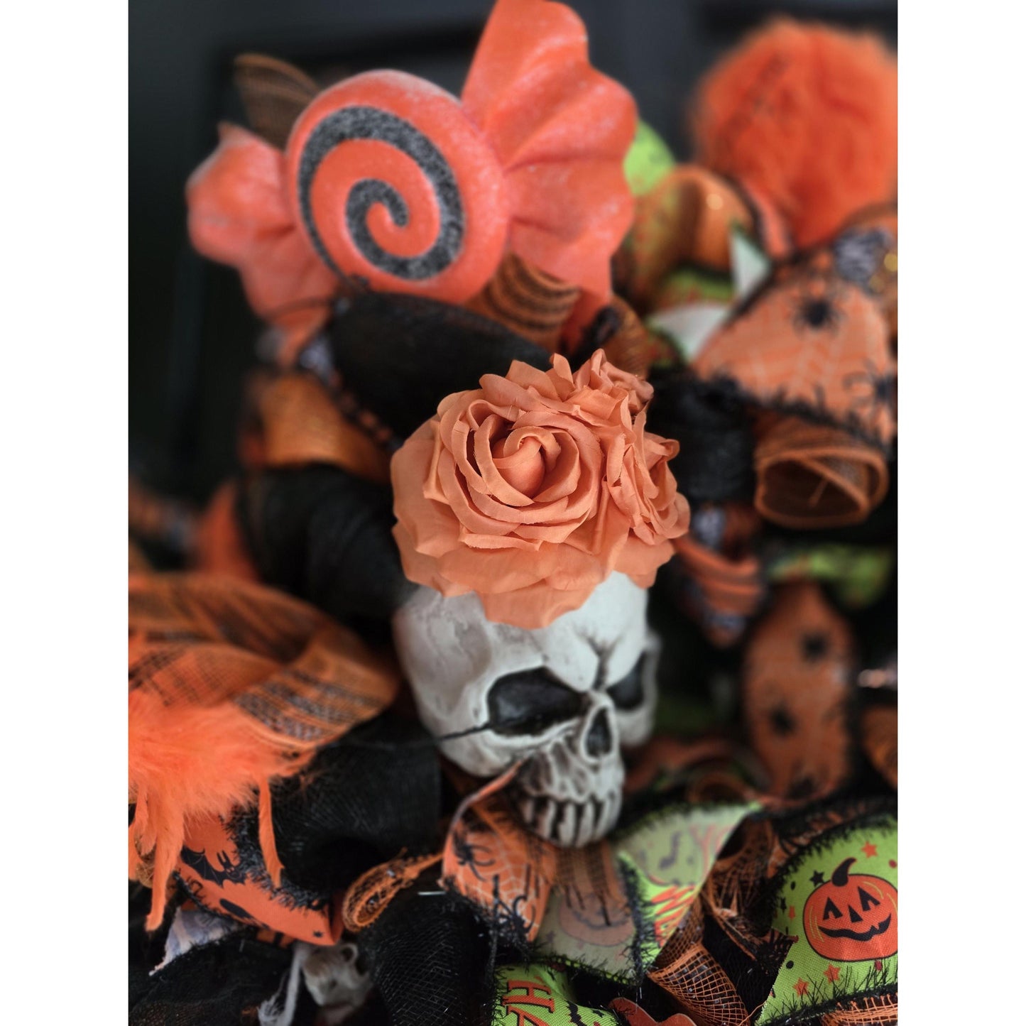 XL Oversized Halloween Front Door Wreath Hanger Skeleton SKELLY Skull Wall Porch Hanger Handmade House Home Decor Decorations Welcome Gothic