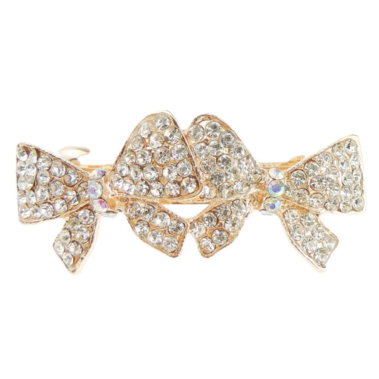 Sparkly Womens Girls Crystal Rhinestone Diamante Wedding Bridal Party Evening Ponytail Fine Hair Accessories Occasion Barrette Hairpin Grip French Metal Spring Clip Butterfly Gold Tone (Gold)