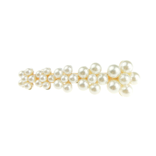 Ladies Faux Pearl Crystal Diamante Small Hair Clip Barrette Tapered Rectangle