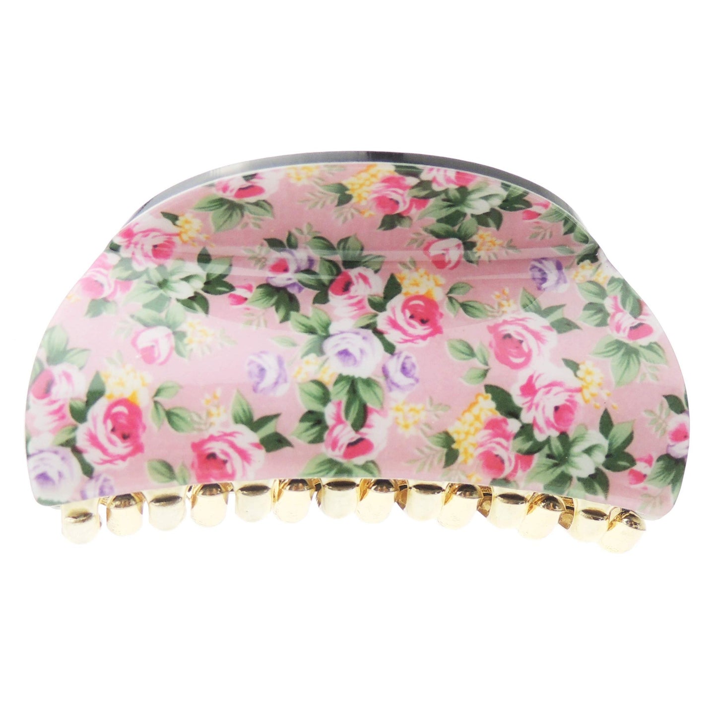 Women Girls Wave Jaw Clip Octopus Clamp Grip Bridal Wedding Party Styling Fine Thin Hair Accessories Butterfly claw Roses Floral Flowers Print (Cream)
