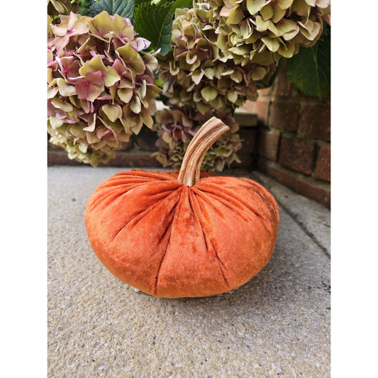 Large Orange Crushed Velvet Pumpkin, Luxury Fall Pumpkin Decor, Handmade Autumn Pumpkin, Thanksgiving Table Decor, Rustic Harvest Decor