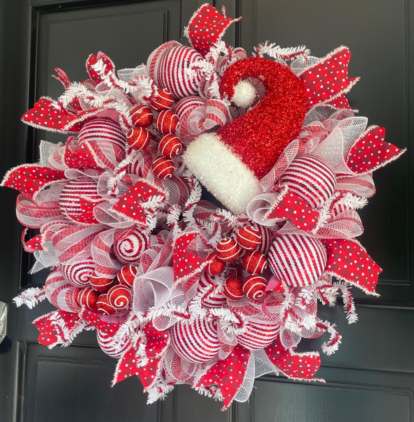 Luxury Santa Hat Christmas Wreath | Red & White Front Door Wreath | 50cm (20")