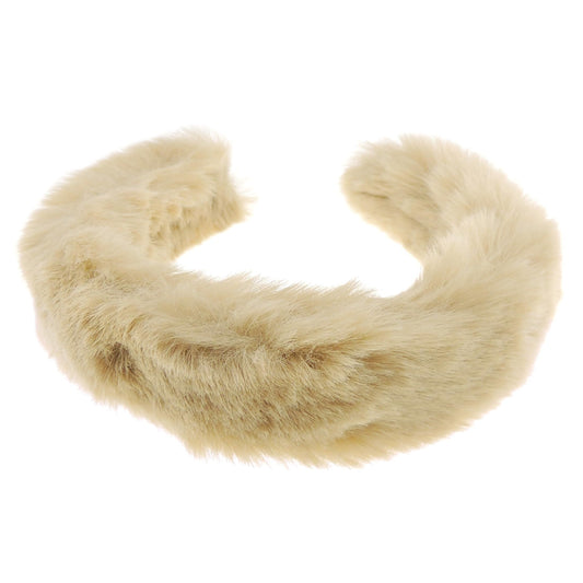 Womens Girls Thick Wide Soft Plush Faux Fur Fabric Boho Vintage Look Winter Christmas Birthday Wedding Bridesmaid Party Headpiece Accessories Hairband Head Hair Headband Alice Band