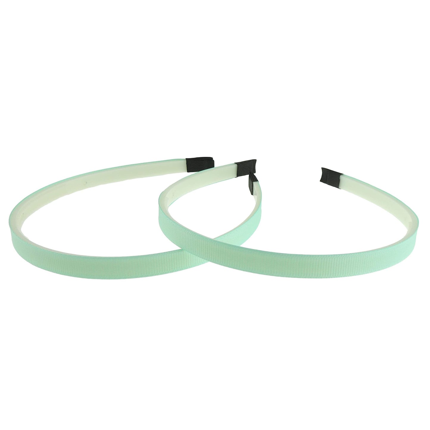 Ladies Girls Set of 2 Ribbed Satin Ribbon 10mm White Toothed Covered Headband Alice Band