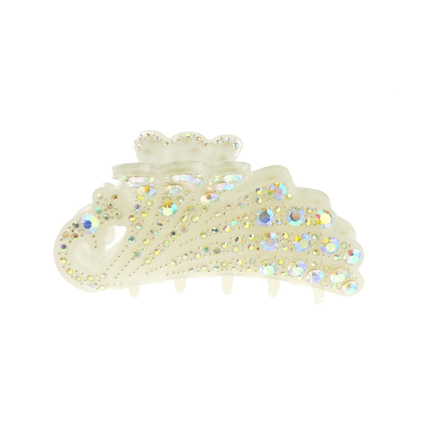 Sparkly Women Crystal Diamante Rhinestone Gems Wave Jaw Clip Octopus Clamp Grip Bridal Wedding Party Fine Thin Medium Short Styling Hair Butterfly Claw Peacock Wings Waves Peacock (Chocolate)