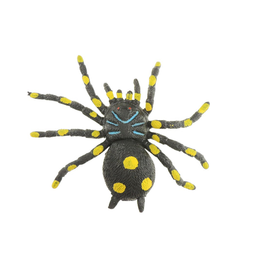 Glamour Girlz Kids Childrens Stretchy Tarantula Spider Insect Spotted Black Lifelike Realistic Play Educational Sensory ADHD Stress Relief Figurine Toy Figures Figurine (Black Yellow Spotted)