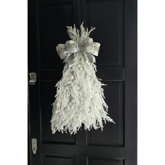 Luxury White Christmas Tree Door Swag | Winter Wonderland Door Decor | 50cm (20")