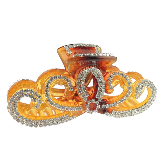 Extra Sparkly Diamante Crystal Evening Ladies 11.5cm Hair Claw Clamp Large Swirly Bow