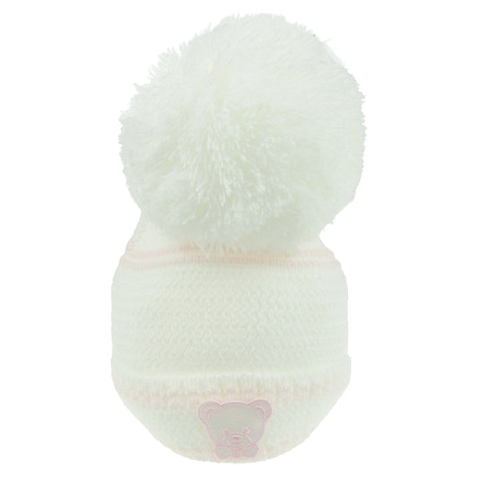 Cute Baby Girls Boys Infants Babies Kids Children Warm Winter Cold Weather Chunky Knitted Woolly Headwear Beanie Cap Hat Shower Gift Pom Pom Bobble Teddy Bear Heart Newborn to 0 3 6 Months