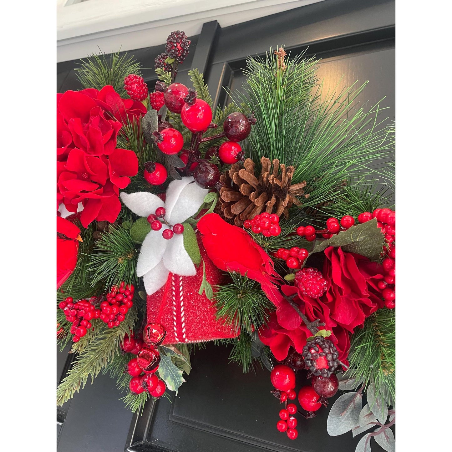 Traditional Red Green Christmas Wreath Front Door Luxury Home Decorations Xmas Winter Mantle Decor Holiday Wreath Advent Swag Xmas Farmhouse