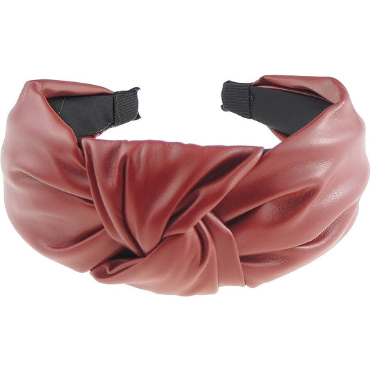 Ladies Thick Evening Party Leather Look Funky Retro Top Knot Headband Alice Band