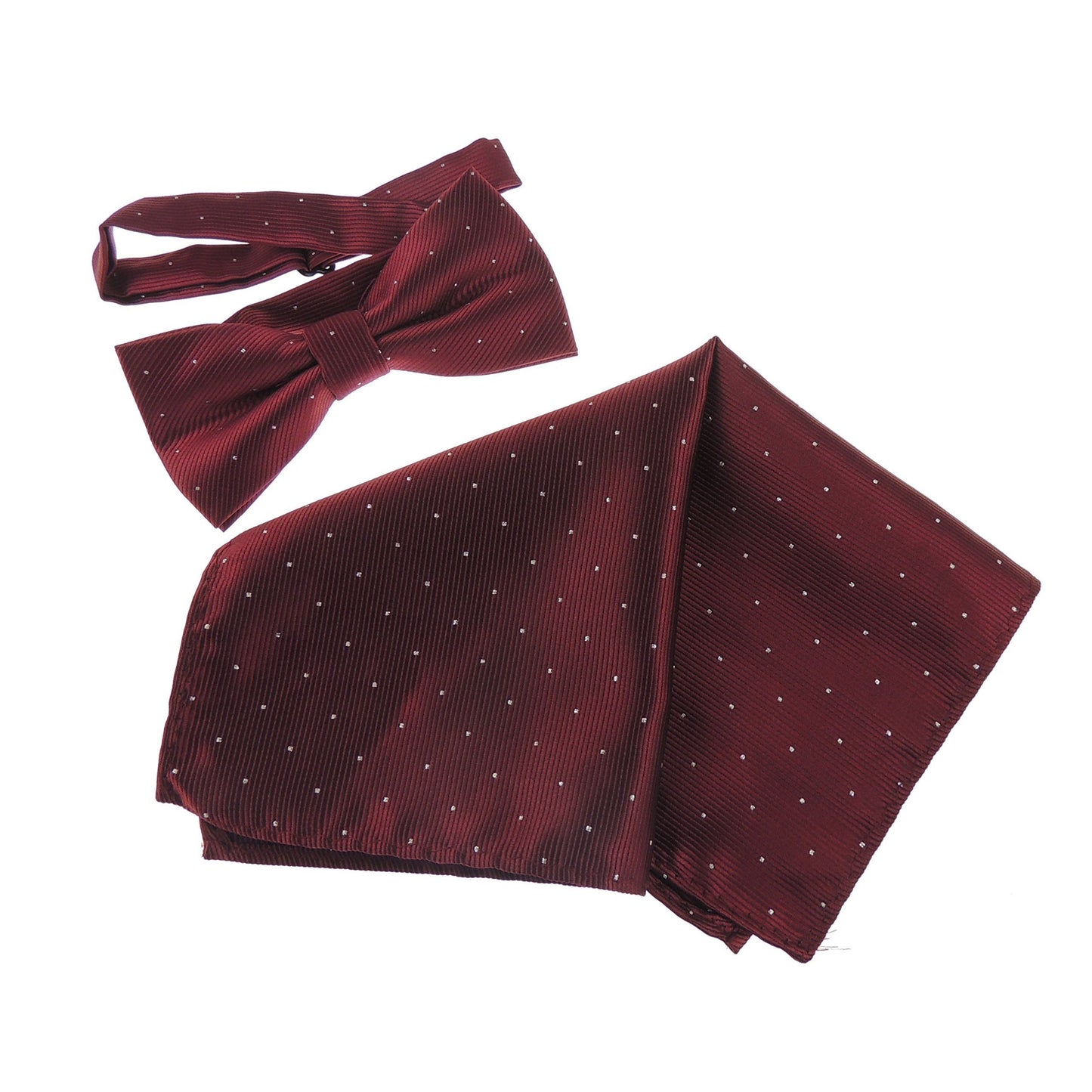 Men's Evening Black Tie Wedding Groom Fine Silver Glitter Flocked Print Bow Tie & Pocket Square Set in over 20 Colours