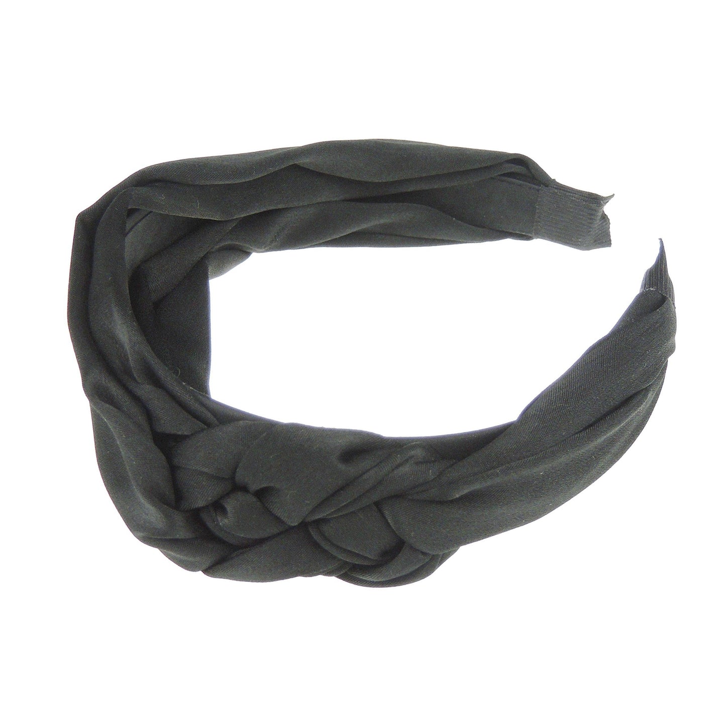 Pretty Satin Chiffon Side Triple Knotted Braid Draped Headband Alice Band (Navy)