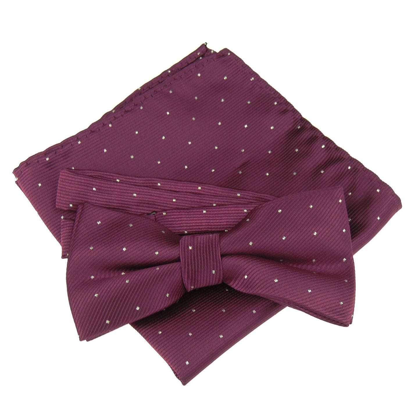 Men's Evening Black Tie Wedding Groom Fine Silver Glitter Flocked Print Bow Tie & Pocket Square Set in over 20 Colours