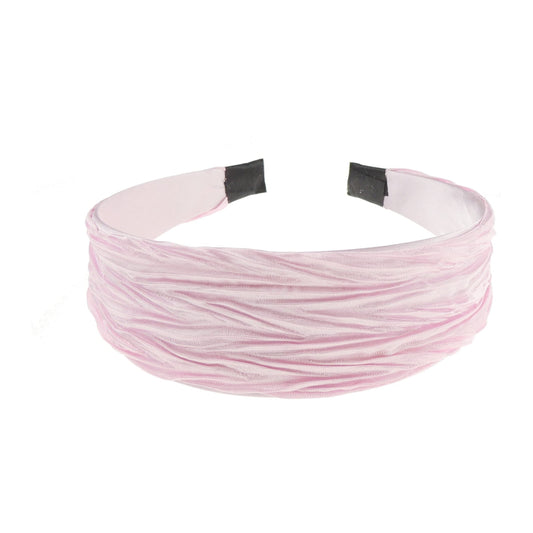 Ladies Wide 4cm Summer Satin Creased Crinkle Wide Headband Alice Band (PInk)