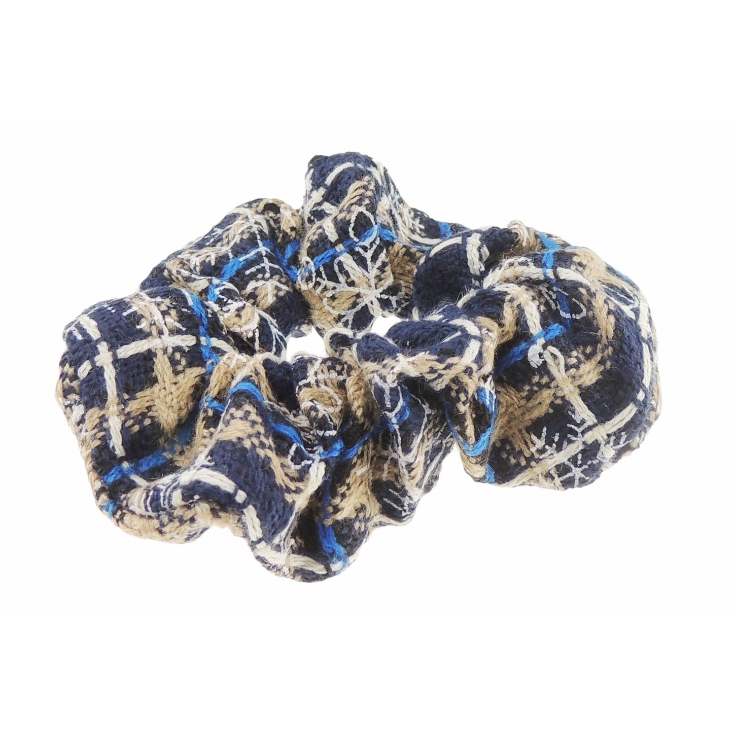Festive Womens Girls Fabric Snowflake Tartan Plaid Tinsel School Christmas Party Bag Ponio Rope Hair Tie Up Back Elastic Accessories Bobbles Ponytail Holder Rubber Bands Scrunchie
