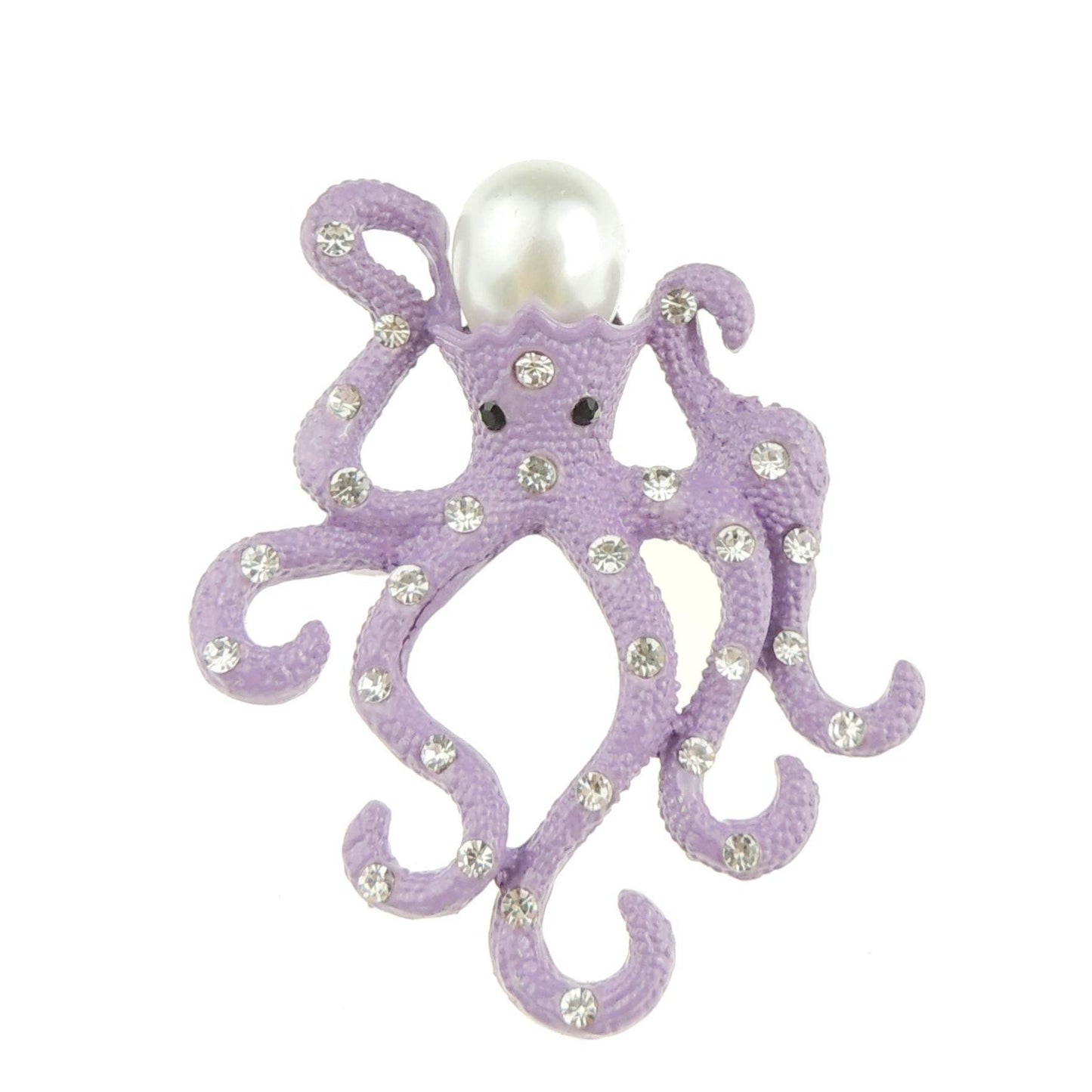 Ladies Sparkly Ocean Wedding Bridal Occasion Faux Pearl Diamante Crystal Animal Sea Octopus Lapel Brooch Badge