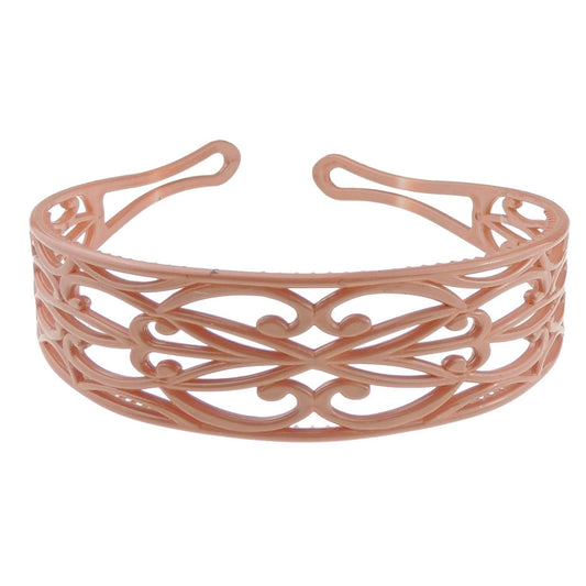 GIRLS SMALL HEAD LADIES School Uniform Work Gym Yoga Birthday Party Hair Accessories Plain Plastic Wide Scroll Floral Swirls Stencil Short Long Hair Headband Alice Band Hairband (Light Taupe Brown)