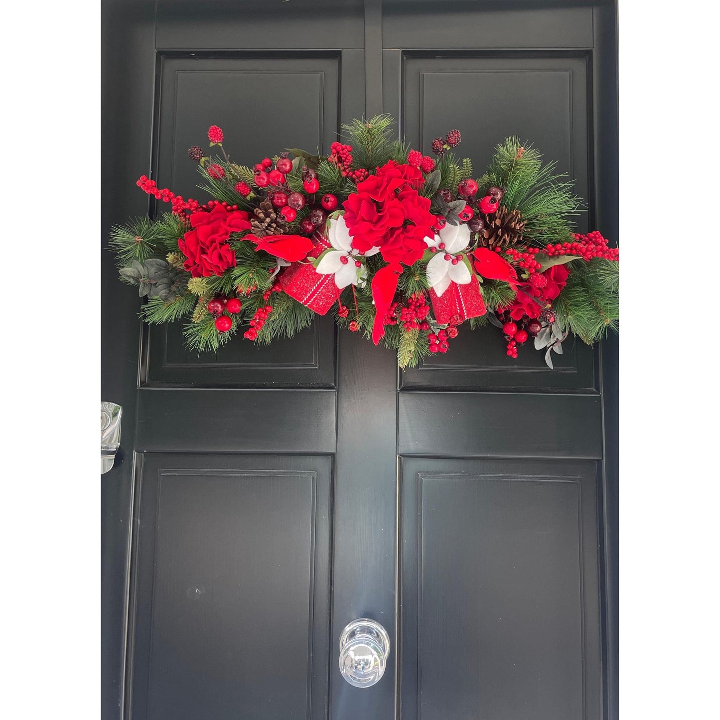 Traditional Red Green Christmas Wreath Front Door Luxury Home Decorations Xmas Winter Mantle Decor Holiday Wreath Advent Swag Xmas Farmhouse