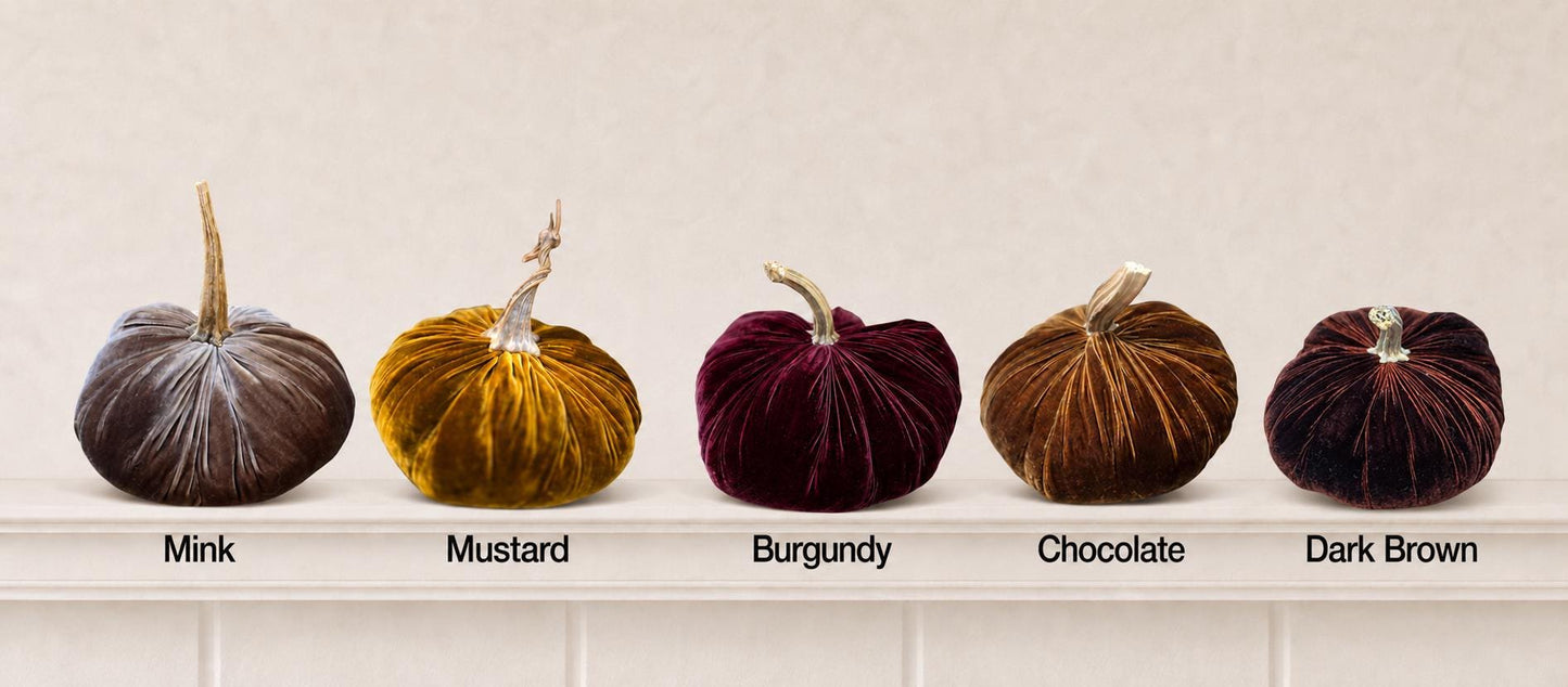 SET 3 MINI Silk Velvet Harvest Pumpkins, Luxury House Decor, Autumn Home Decorations, Fall Table Bowl Fillers,Handmade Statement Pieces