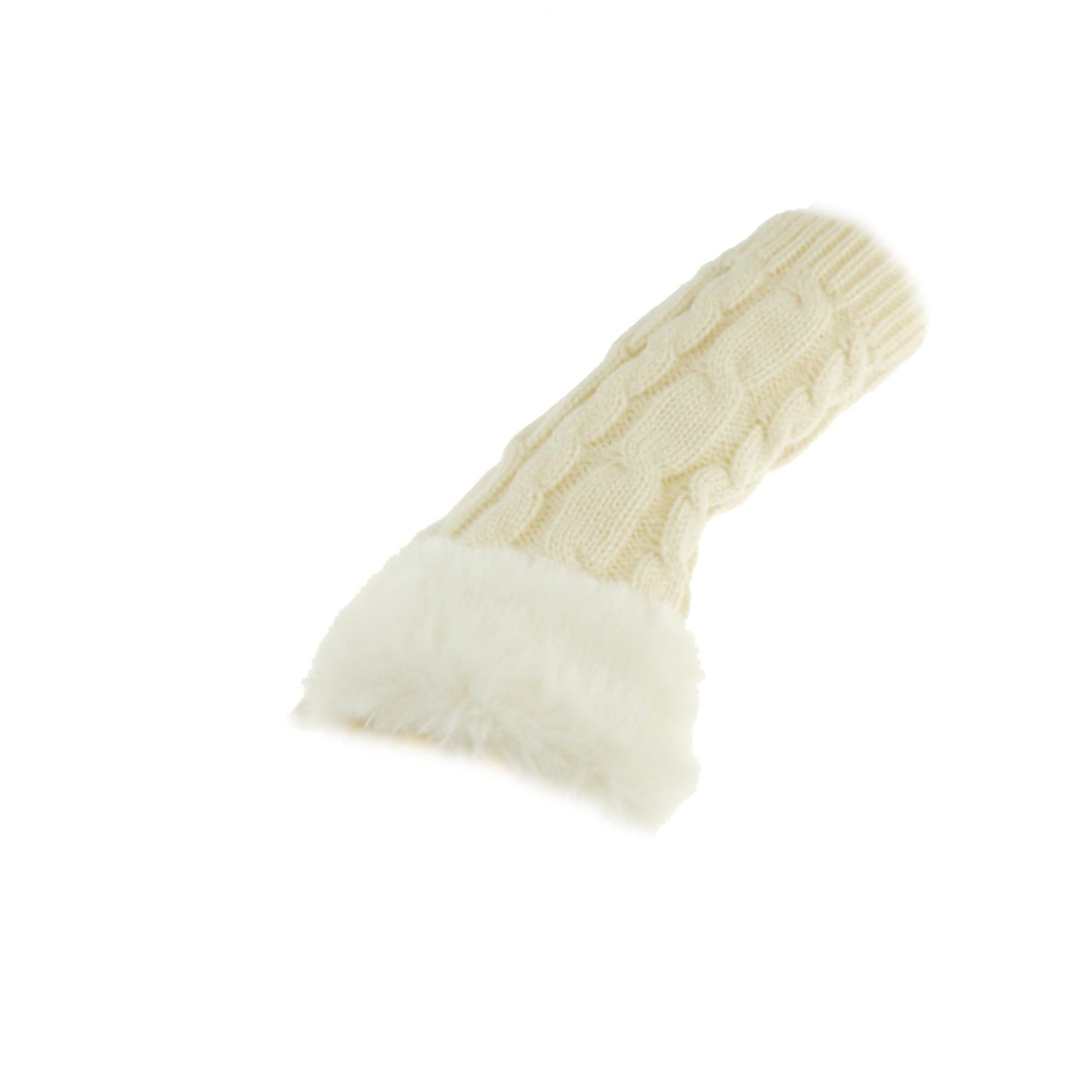 Glamour Girlz Womens Girls Faux Fur Cable Knitted Knit Thermal Fleece Warm Winter Outdoor Hiking Cold Weather Driving Cycling Christmas Birthday Hand Warmers Fingerless Half Gloves Mitts Mittens
