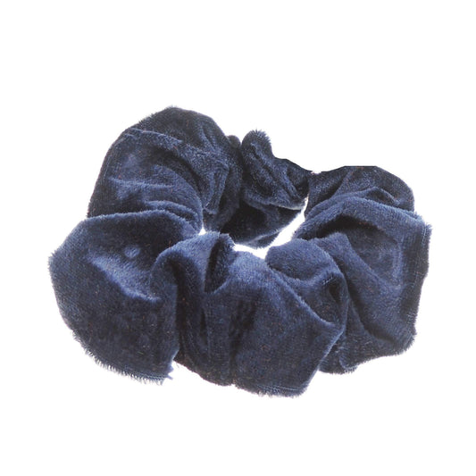 Womens Girls Plain Solid Velvet School Christmas Party Bag Ponio Rope Hair Tie Up Back School Hair Elastic Accessories Bobbles Ponytail Holder Rubber Bands (Navy)