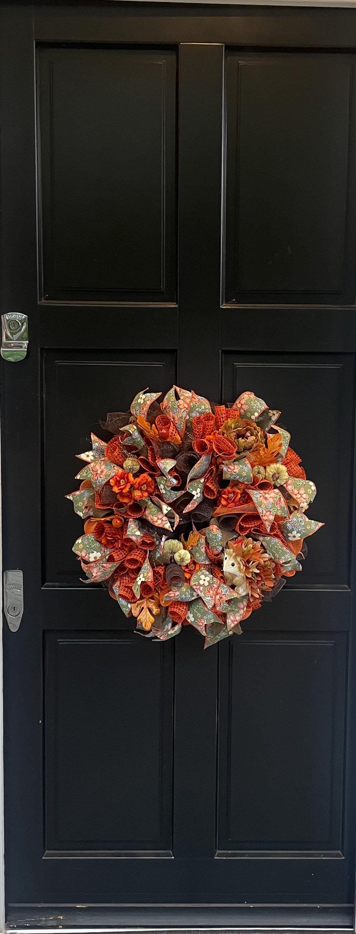 Luxury Hedgehog Autumn Wreath | Woodland Harvest Front Door Wreath | 50cm (20")