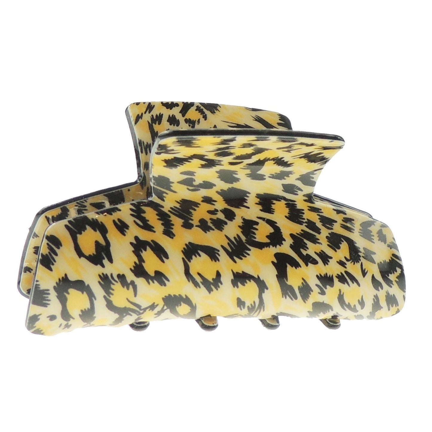 Ladies Big Cat Animal Print Medium Square Rectangle Bulldog Crab Hair Claw Clamp Clip Brown Leopard