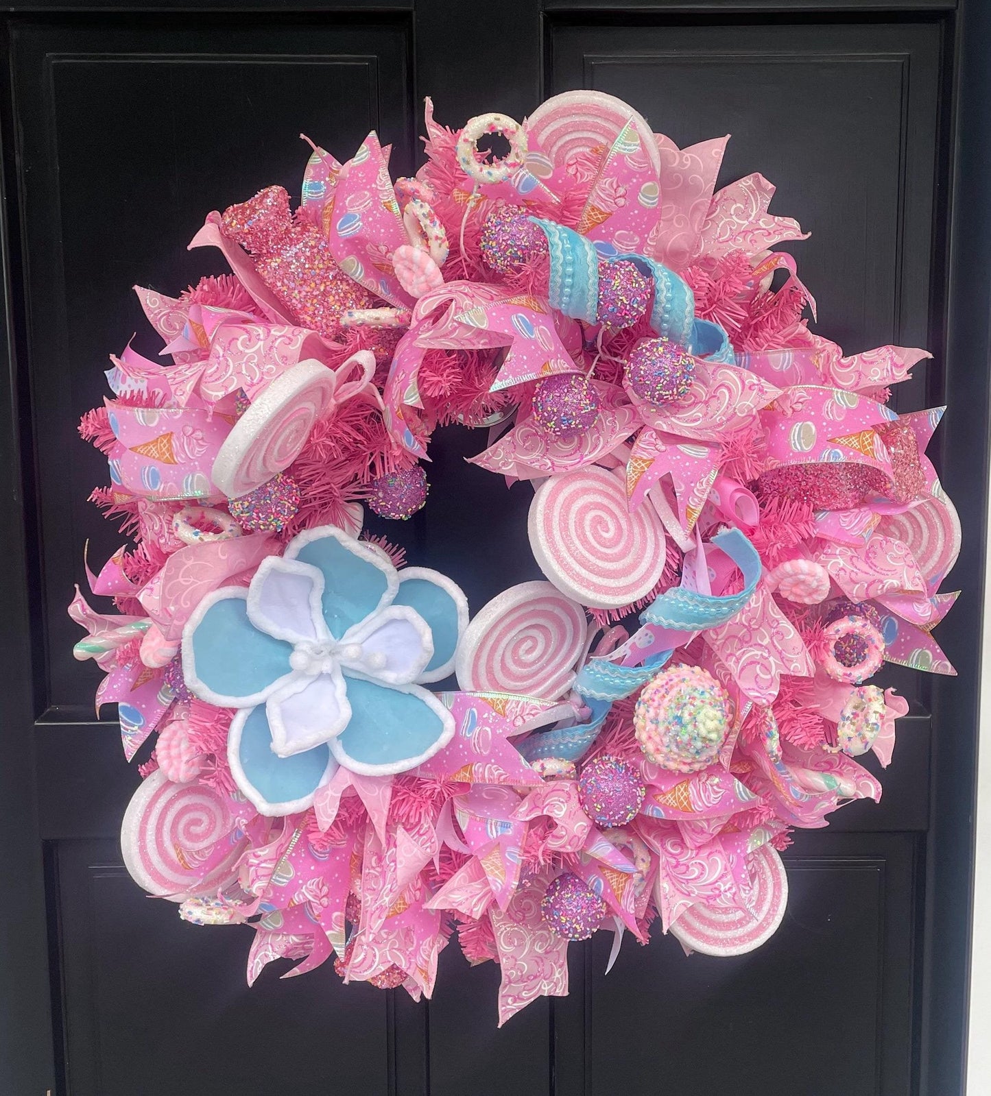 Luxury Pink Christmas Wreath | Handmade Candyland Front Door Wreath | 60cm (24")
