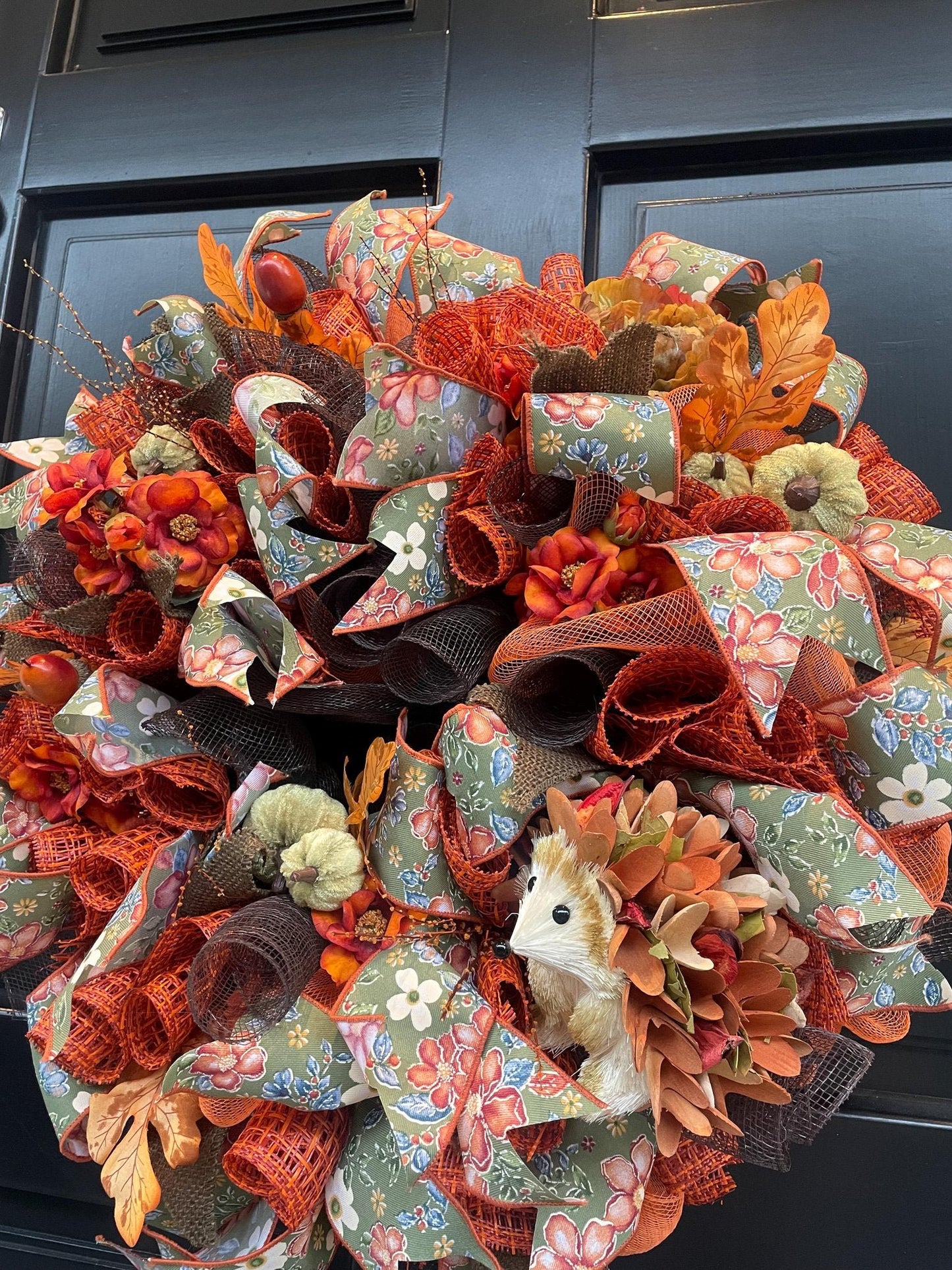 Luxury Hedgehog Autumn Wreath | Woodland Harvest Front Door Wreath | 50cm (20")