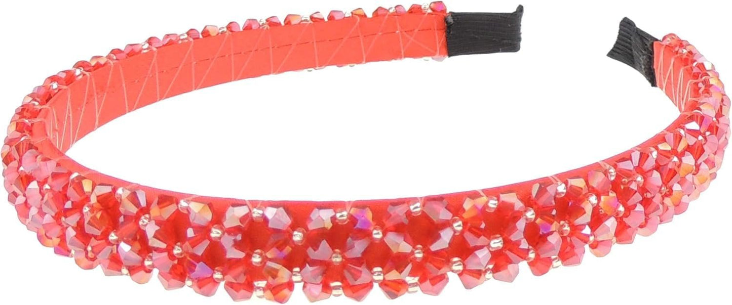 Womens Beaded Diamante Crystal Encrusted Sparkly 1.5cm Wedding Formal Occasion Bridesmaid Christmas Birthday Pageant Evening Bridal Party Formal Alice Band Headwear Hairband Headband