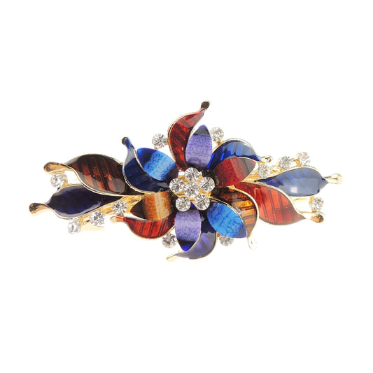 Womens Girls Crystal Rhinestone Diamante Wedding Birthday Party Evening School Ponytail Fine Medium Hair Accessories Occasion Barrette Hairpin Grip French Spring Clip Enamel Flower