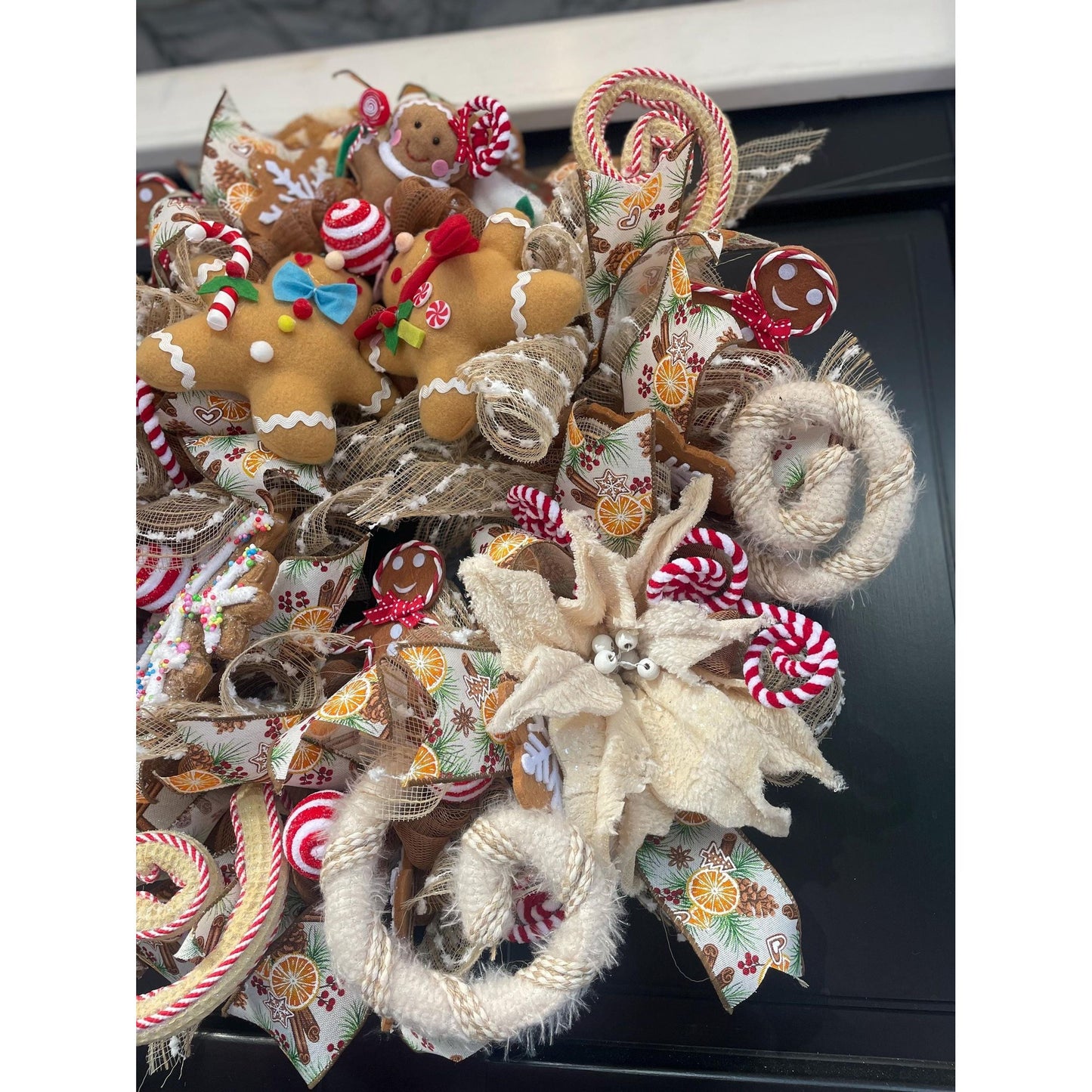 Gingerbread luxury Christmas Front Door Wreath Traditional Elegant Porch Holiday House Home Decor Decoration Winter Swag Designer Unique