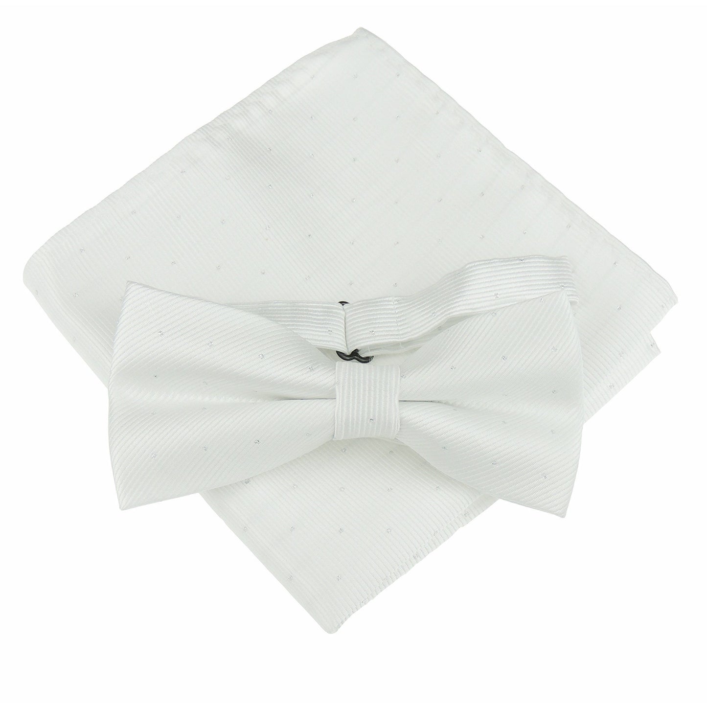 Men's Evening Black Tie Wedding Groom Fine Silver Glitter Flocked Print Bow Tie & Pocket Square Set in over 20 Colours