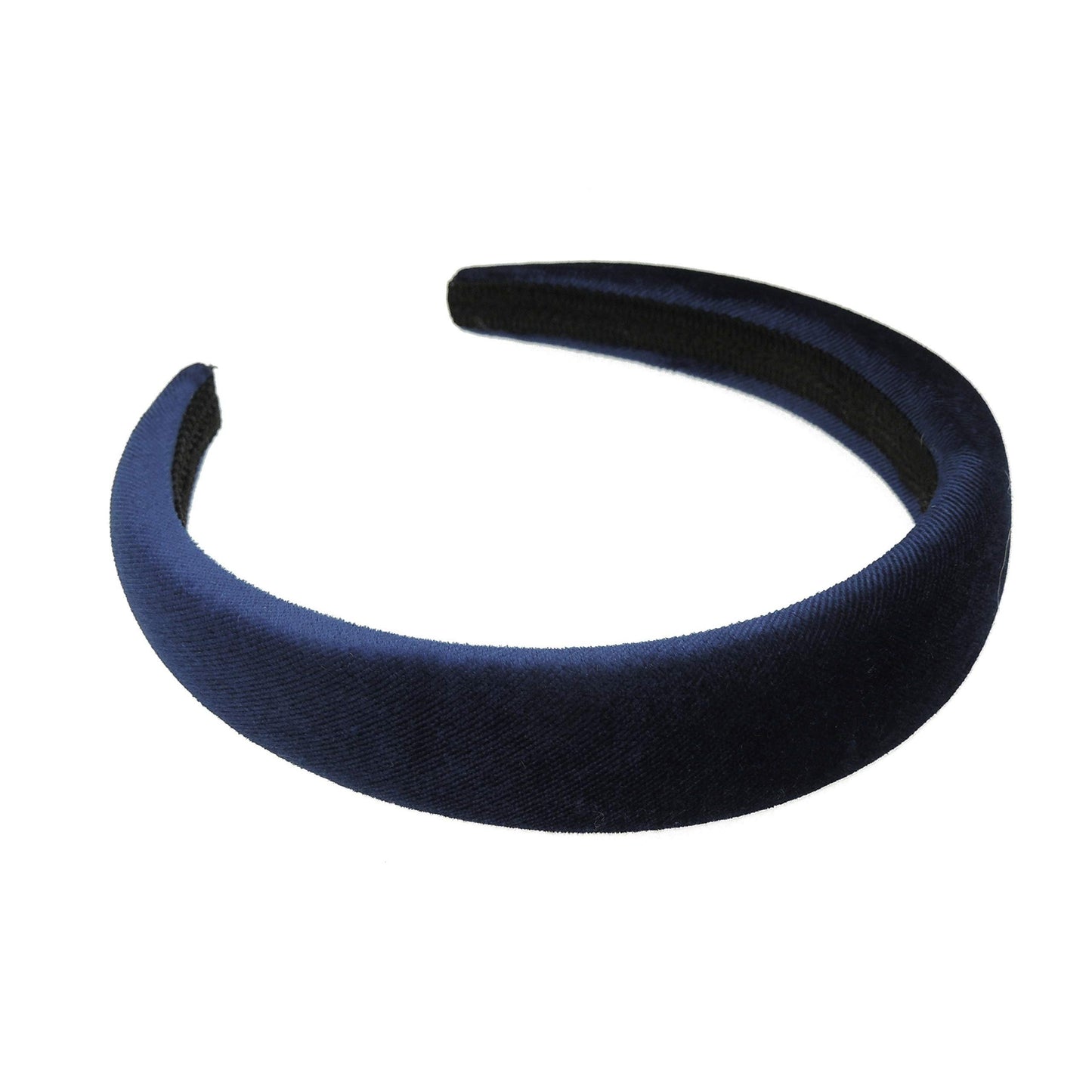 Womens Luxury Slightly Padded Puffy Velvet Flat Winter Evening Wedding Party Birthday Bridal Christmas Birthday Bridesmaid Headband Alice Band Hair Accessories Hairband (Navy, One Size)