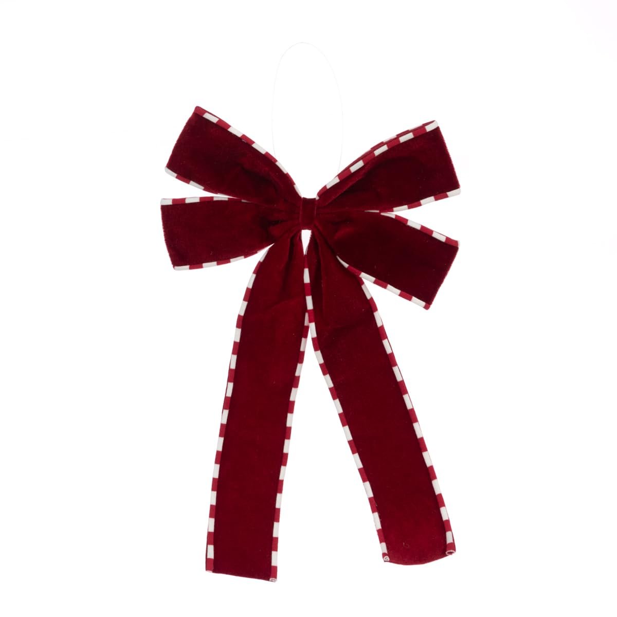 Soft Felt Red Festive Bow Hanging Red White Edge Christmas Bow Xmas Tree Wreaths Decor Decoration