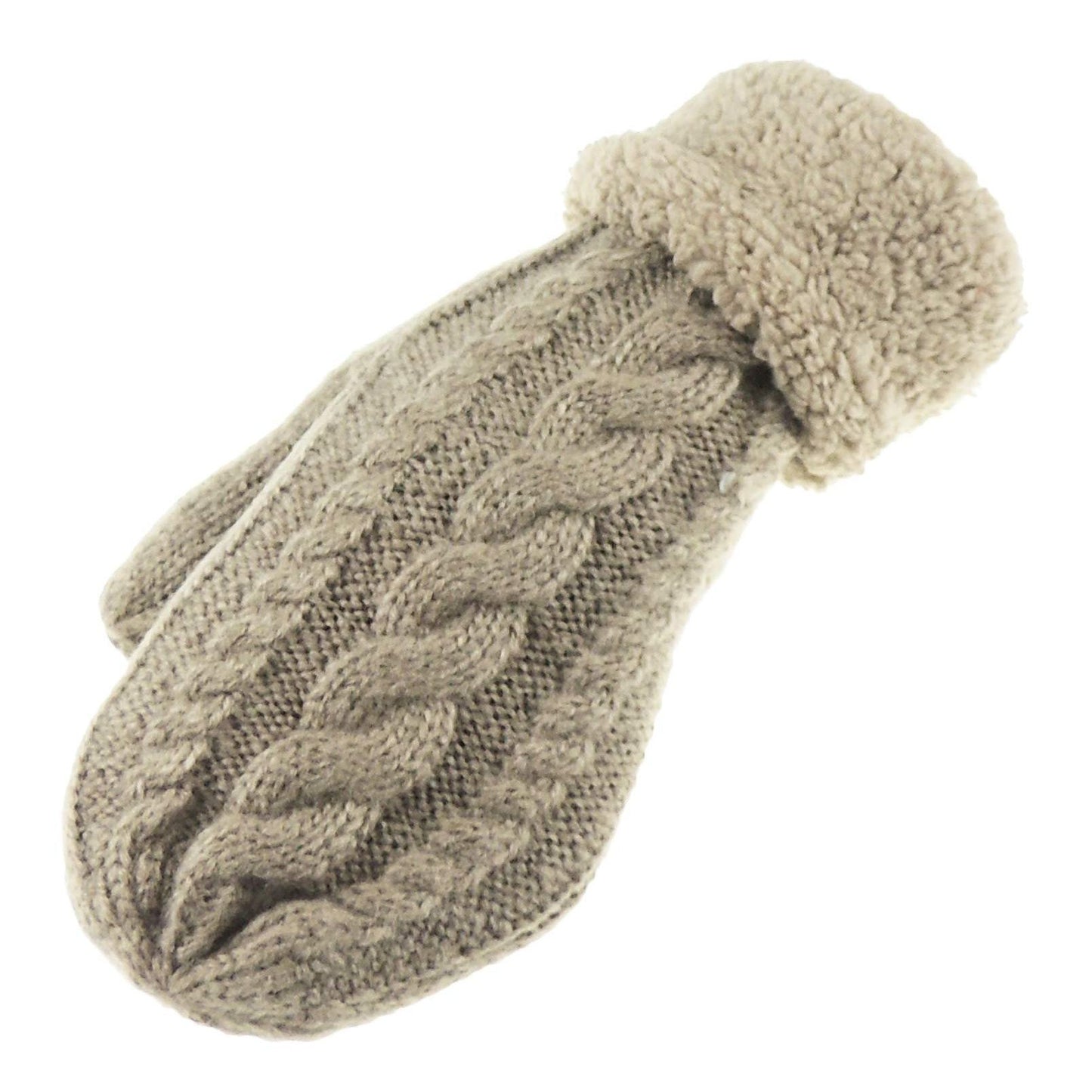 Soft Luxury Ladies Womens Girls Thick Cable Knit Cable Knit Thermal Fleece Lined Cold Weather Winter Ski Outdoor Accessories Hand Warmers Mittens Gloves Mitts, Christmas Birthday Gift