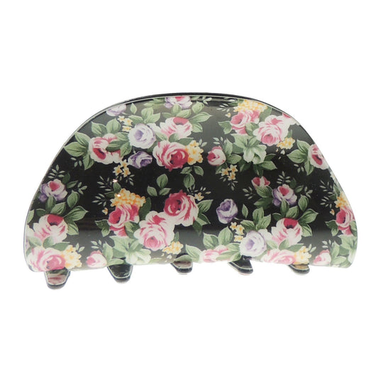 Ladies Floral English Garden Print 8cm Hair Claw Clamp Clip Oval