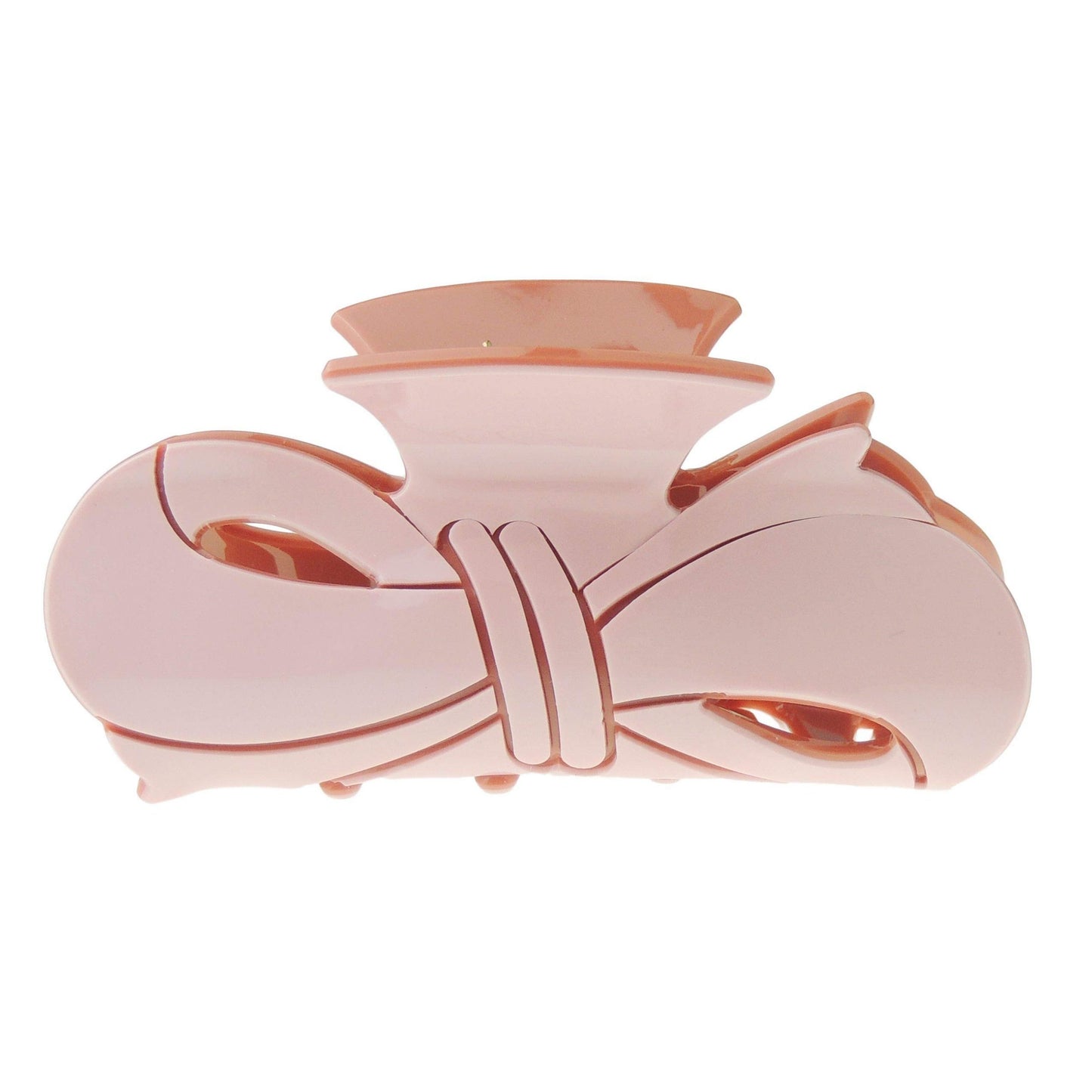 Women Girls Bulldog Wave Jaw Clip Octopus Clamp Grip Bridal Wedding Party Birthday Christmas Summer Styling Short Long Hair Plain Long Bow (Chocolate Pink)