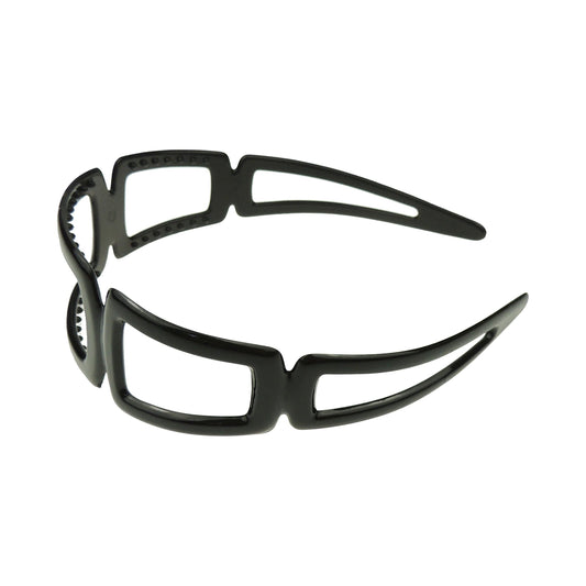 Ladies Wide 4cm Stencil Cut Plastic Headband Alice Band Black